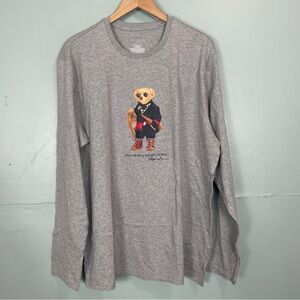 Polo Ralph Lauren Bear Special Edition Long Sleeve Shirt Pullover Gray Men XL